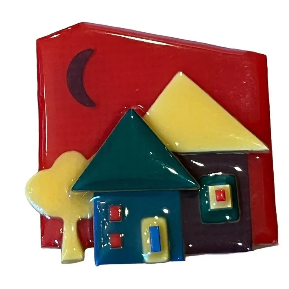 2 Vintage House Pins by Lucinda Brooch Resin 2